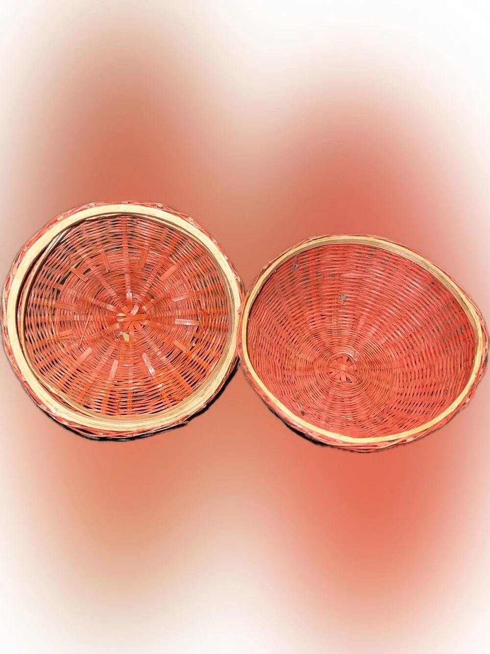🔴Vintage Handwoven Red Apple Decorative Woven Wicker Basket Trinket Box Fruit